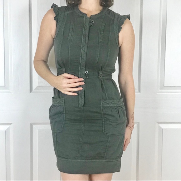 French Connection Dresses & Skirts - FRENCH CONNECTION DENIM dress green POCKETS 4